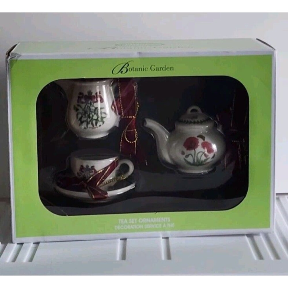 Portmeirion Botanic Garden Ornament Tea Set Flowers Christmas New